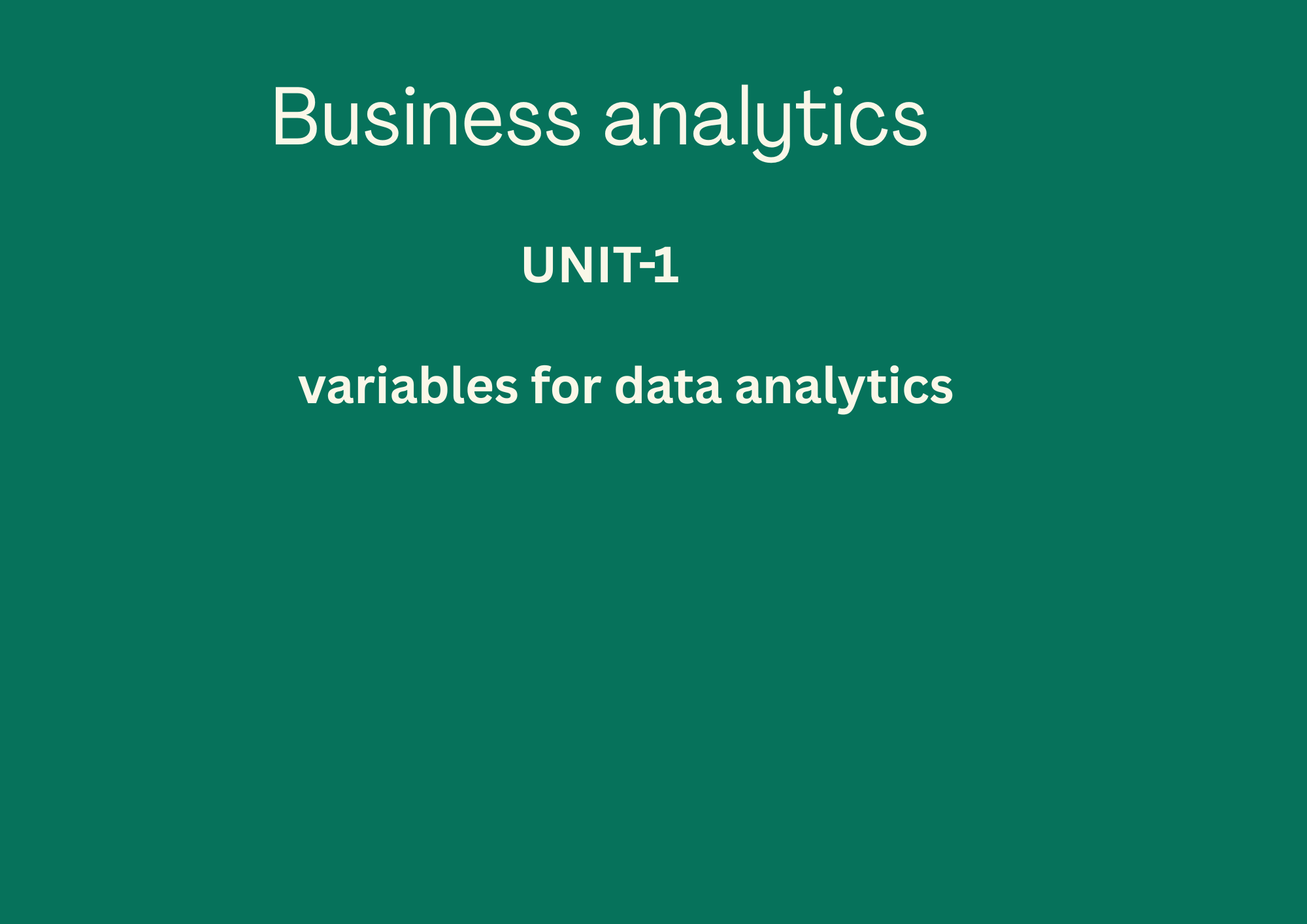BUSINESS ANALYTICS